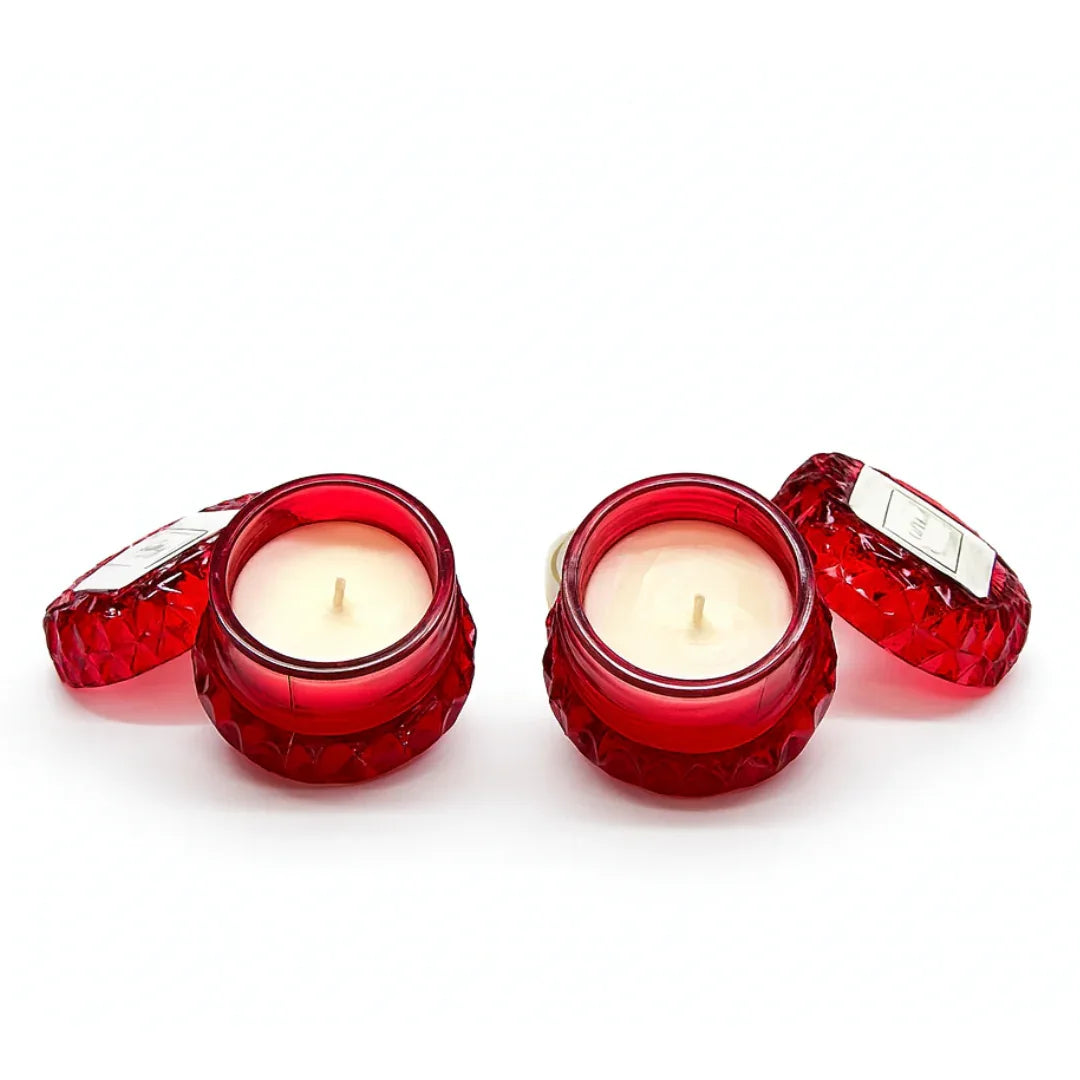 Macaron Crystal Candle - Red - Set of 2