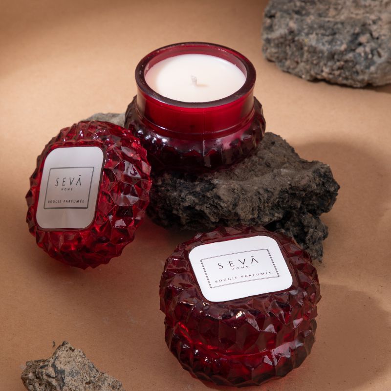 Macaron Crystal Candle-Red-Set of 2