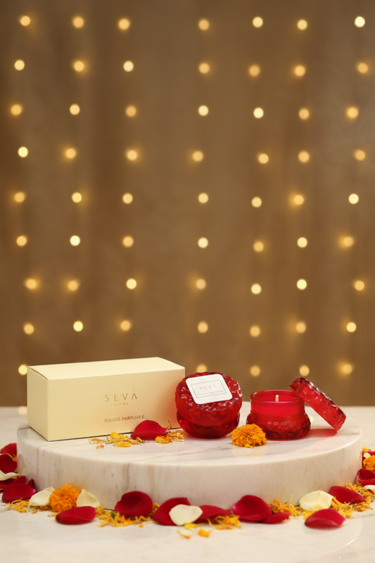 Macaron Crystal Candle - Red - Set of 2