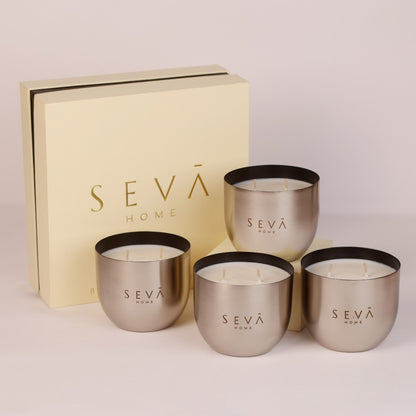 Heirloom Candle - Set Of 4 - Aqua (Silver)