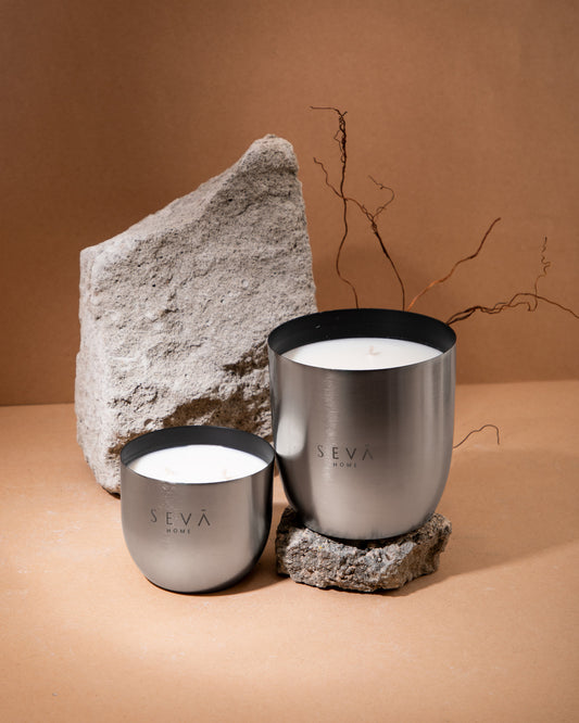 Heirloom Candle -Set Of 2 - Aqua (Silver)