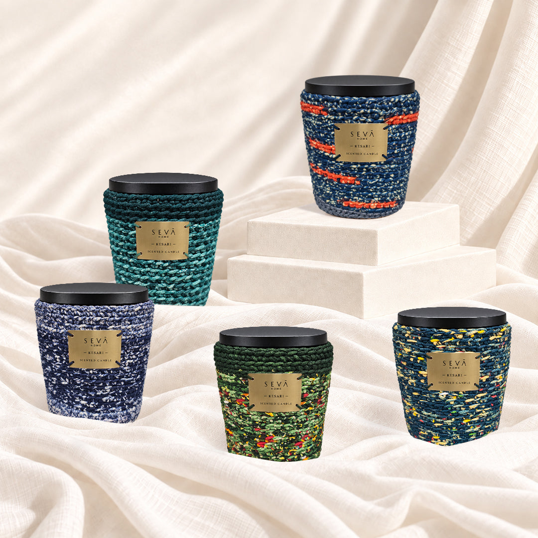 Sari Archival Scented Candles (Blue & Green)
