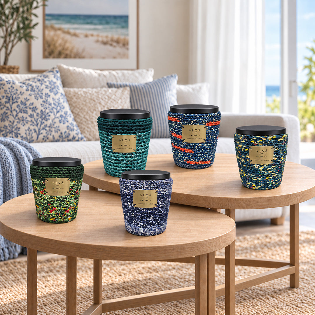 Sari Archival Scented Candles (Blue & Green)